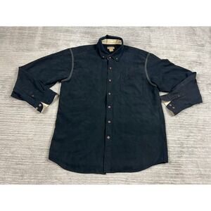 Rugged Earth Outfitters Shirt Mens Large Black Faux Suede Button Down Workwear